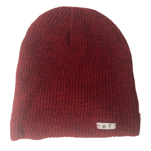 Neff Red Burgundy Ribbed Beanie Fall Winter‎ Hat - Picture 1 of 7